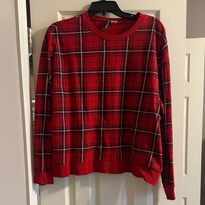H&M Red Plaid Crewneck Top